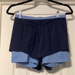 exPNTL Athletics Divergent 2-in-1 running shorts in baby blue